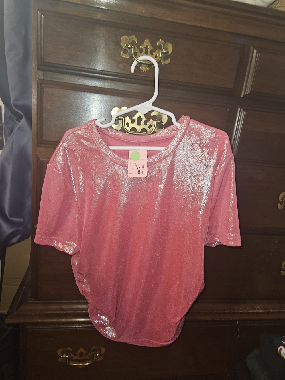 Shimmery Pink Short Sleeve Top